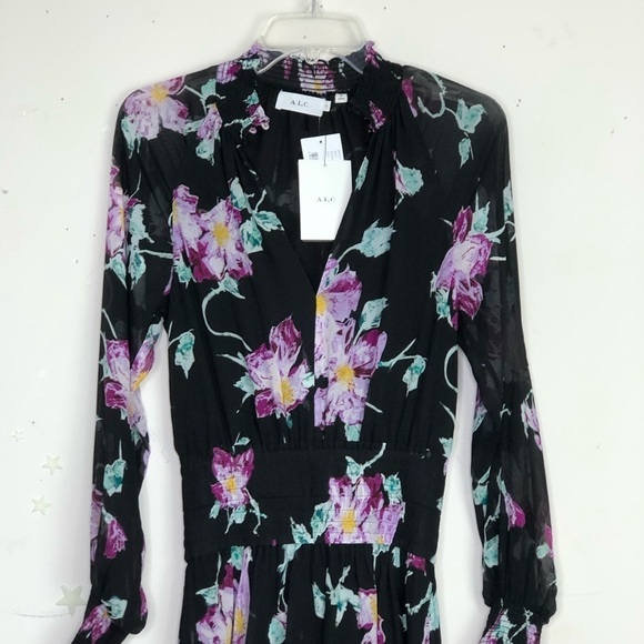 A.L.C Hollis silk floral long sleeve dress - Picture 4 of 14